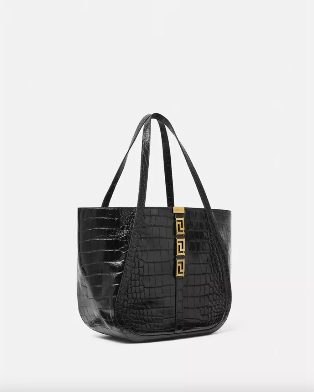Versace Greca Goddess Croc-Effect Large Leather Tote Bag